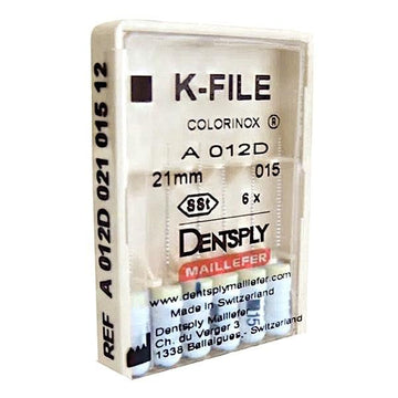 Lima K-File Colorinox 21mm 015 com 6 UN - Dentsply - Dental Access