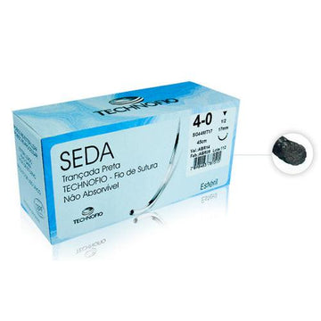 Fio de Sutura Seda Odonto Preta Ag-1/2T-17mm 24UN - Technofio - Dental Access