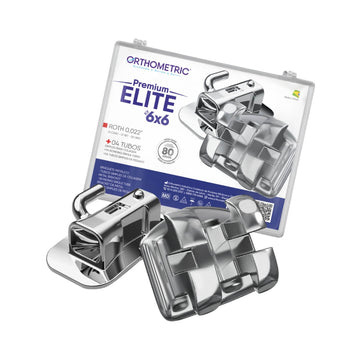 Bráquete Metálico Premium Elite 6x6 Roth 0,022 + 4 Tubos - Orthometric