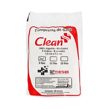 Compressa de Gaze Clean Não Estéril 100g - SP Marcas
