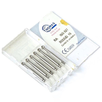 Broca de Aço Esférica CA 10 ISO 027 Cx c/ 6 un - Injecta - Dental Access