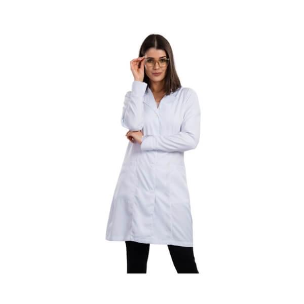 Jaleco Feminino Gabardine Manga Longa Gola Esporte com Bordado Inglês - Namastê - Dental Access