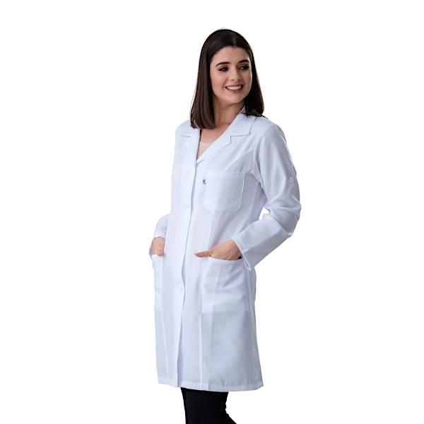 Jaleco Feminino Oxford Branco Manga Longa Básico - Namastê - Dental Access