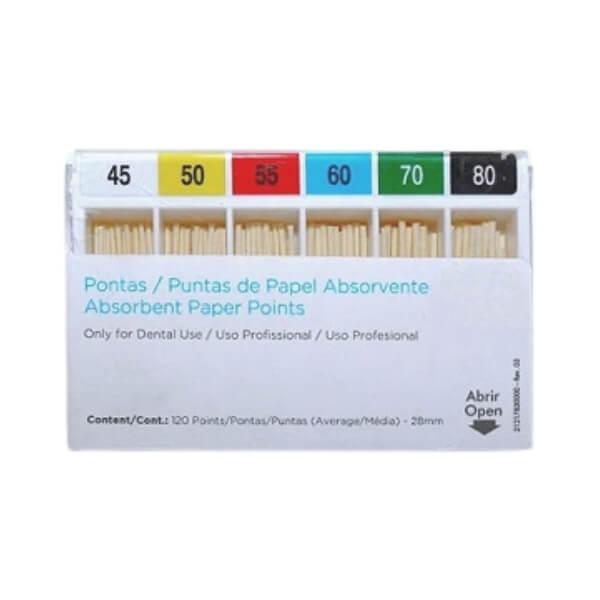 Pontas de Papel Absorvente 28mm com 120 Unidades - Dentsply