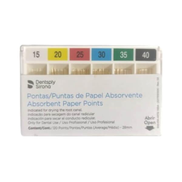 Pontas de Papel Absorvente 28mm com 120UN - Dentsply - Dental Access