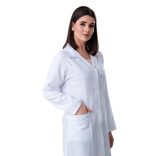 Jaleco Feminino Oxford Branco Manga Longa Básico - Namastê - Dental Access