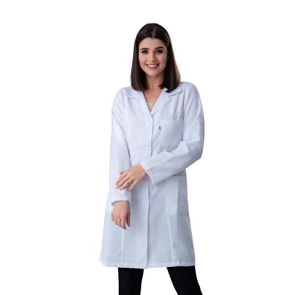 Jaleco Feminino Oxford Branco Manga Longa Básico - Namastê - Dental Access