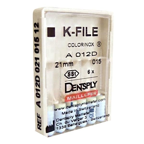 Lima K-File Colorinox 21mm 015 com 6 UN - Dentsply - Dental Access