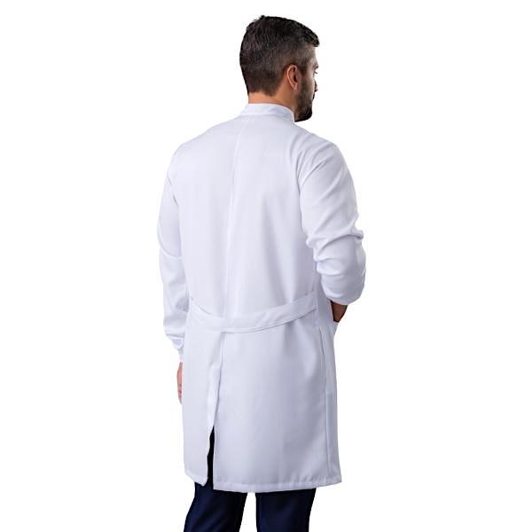 Jaleco Masculino Gabardine Branco Manga Longa Gola Padre e Punho - Namastê - Dental Access