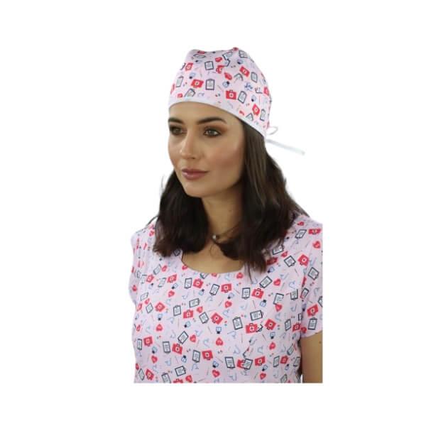 Touca Gabardine Coração Enfermagem Único - Namastê - Dental Access