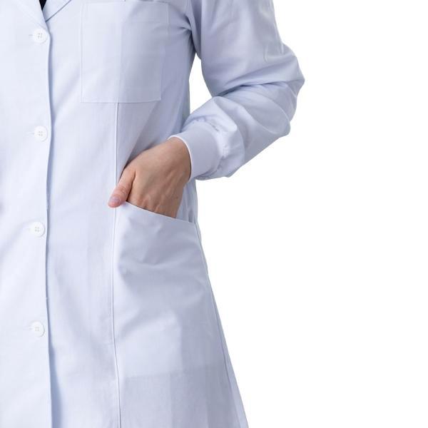 Jaleco Feminino Algodão Branco Manga Longa Básico c/ Punho - Namastê - Dental Access