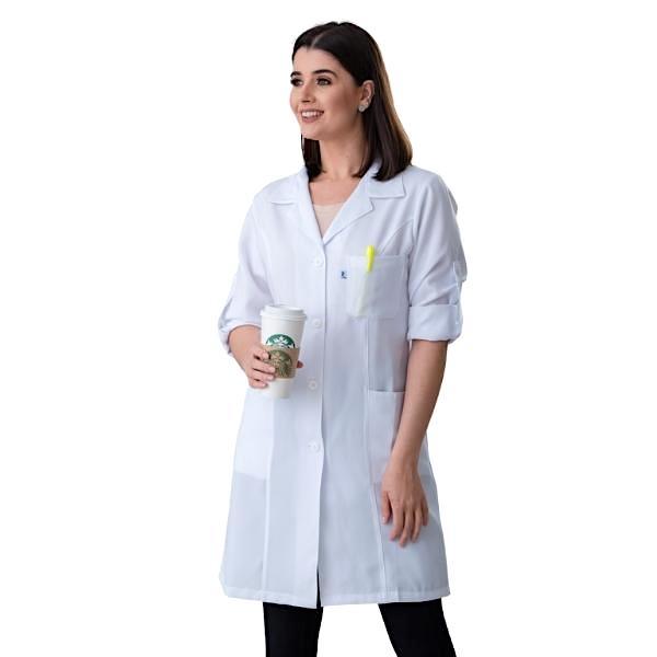 Jaleco Feminino Oxford Branco Manga Longa Básico - Namastê - Dental Access