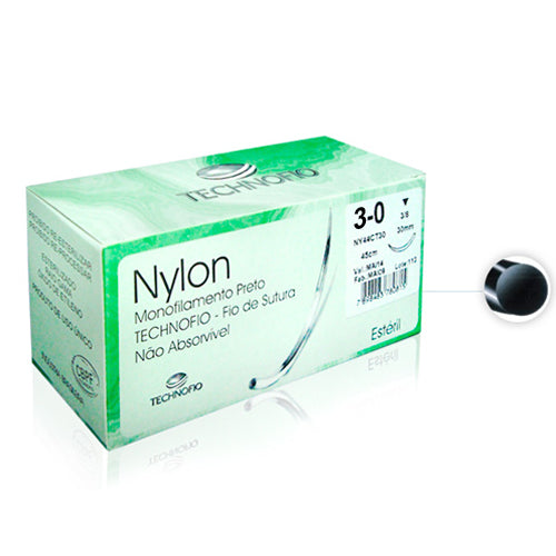 Fio de Sutura Nylon Agulha 15mm 1/2 T.C. 24un - Technofio