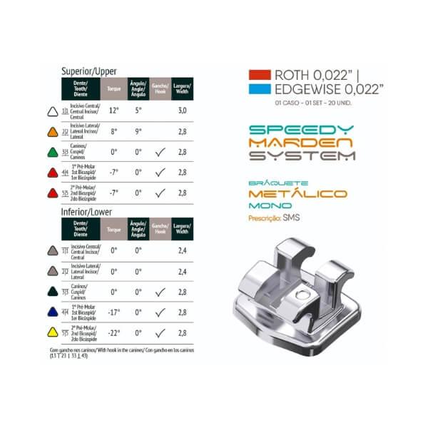 Bráquete Metálico Speed Marden System SMS 0,022 - Orthometric