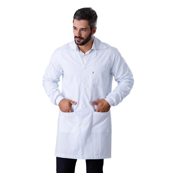 Jaleco Unissex Algodão Branco Manga Longa Básico c/ Punho - Namastê - Dental Access