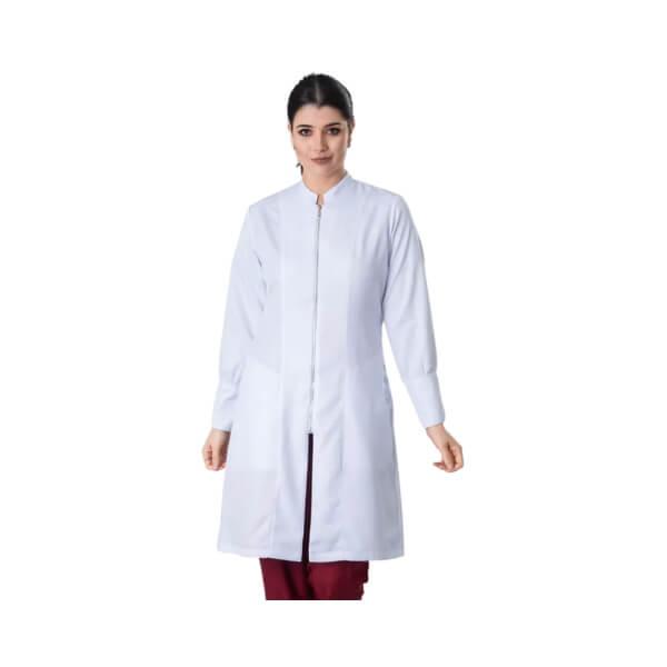 Jaleco Feminino Gabardine Manga Longa Gola Padre com Zíper - Namastê - Dental Access