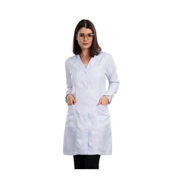 Jaleco Feminino Gabardine Manga Longa Gola Esporte com Bordado Inglês - Namastê - Dental Access