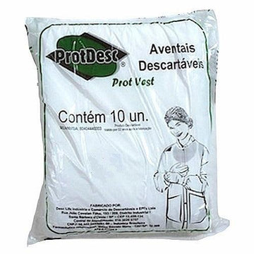 Avental Prot Vest Branco Manga Longa Gr 30 Com 10 Unidades - Protdesc