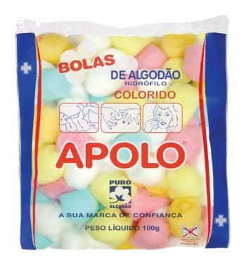 Bola de Algodão Hidrófilo Colorido 100g - Apolo - Dental Access