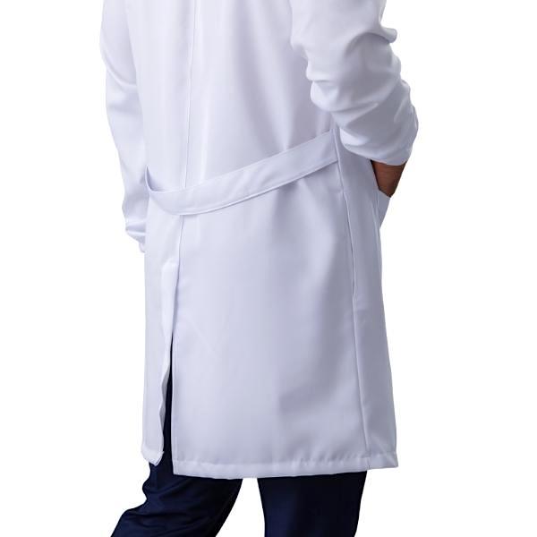 Jaleco Masculino Gabardine Branco Manga Longa Gola Padre e Punho - Namastê - Dental Access