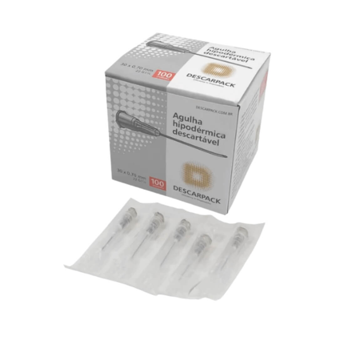 Agulha Hipodérmica Descartável Estéril 100 UN - Descarpack