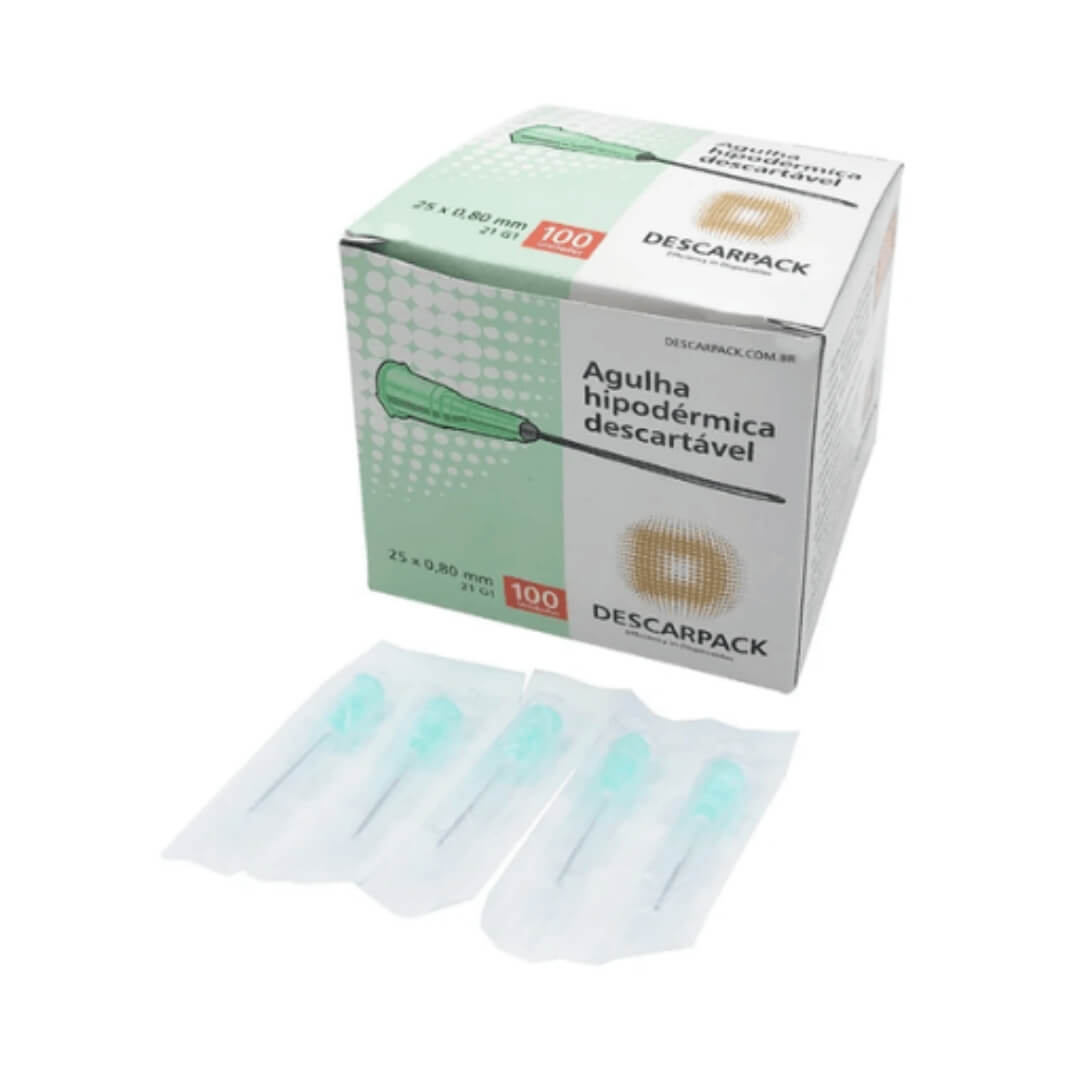 Agulha Hipodérmica Descartável Estéril 100 UN - Descarpack