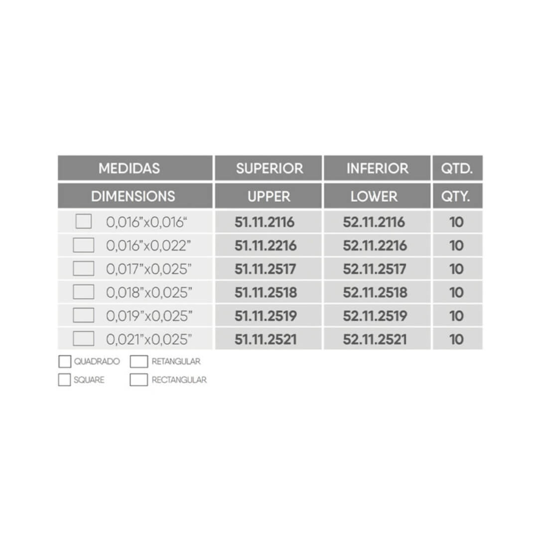 Arco Flexy Niti Super-Elastic ALX Retangular Superior - Orthometric