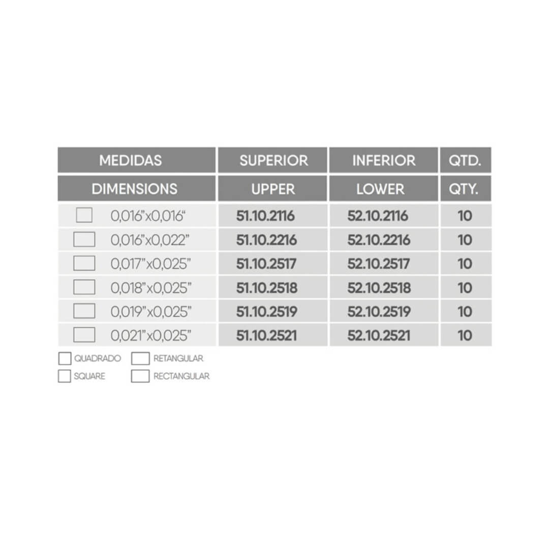 Arco Flexy Niti Super-Elastic Retangular Superior - Orthometric