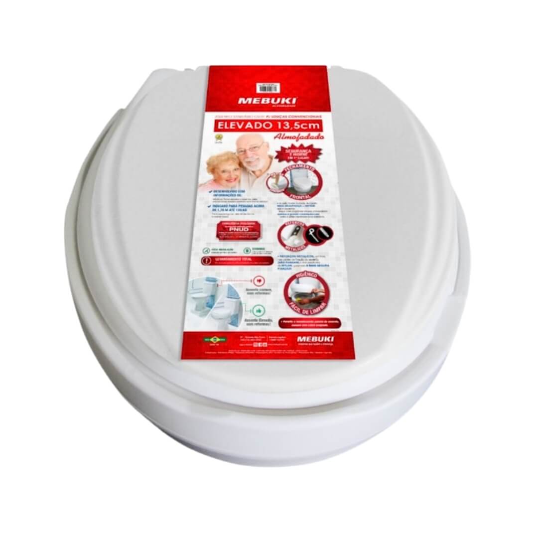 Assento Sanitário Elevado Almofadado com Tampa - Mebuki