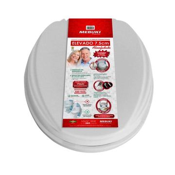 Assento Sanitário Elevado Almofadado com Tampa - Mebuki