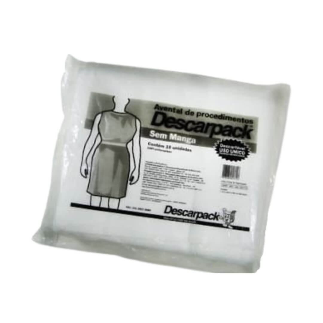 White Procedure Apron Gr20 Sleeveless 10 Units - Descarpack