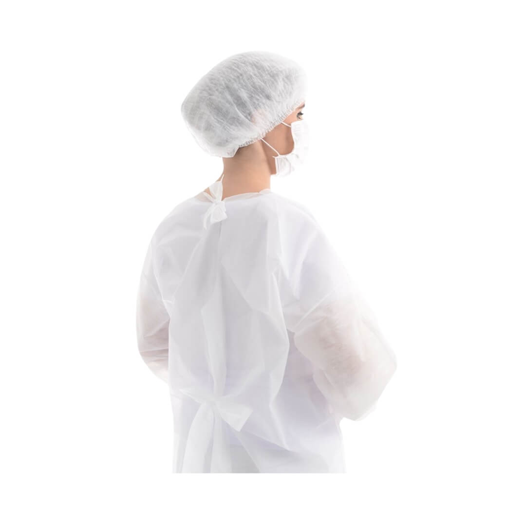 ProtVest White Long Sleeve Apron, Size 30, Pack of 10 - Protdesc