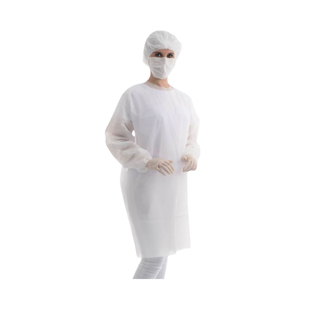 ProtVest White Long Sleeve Apron, Size 30, Pack of 10 - Protdesc