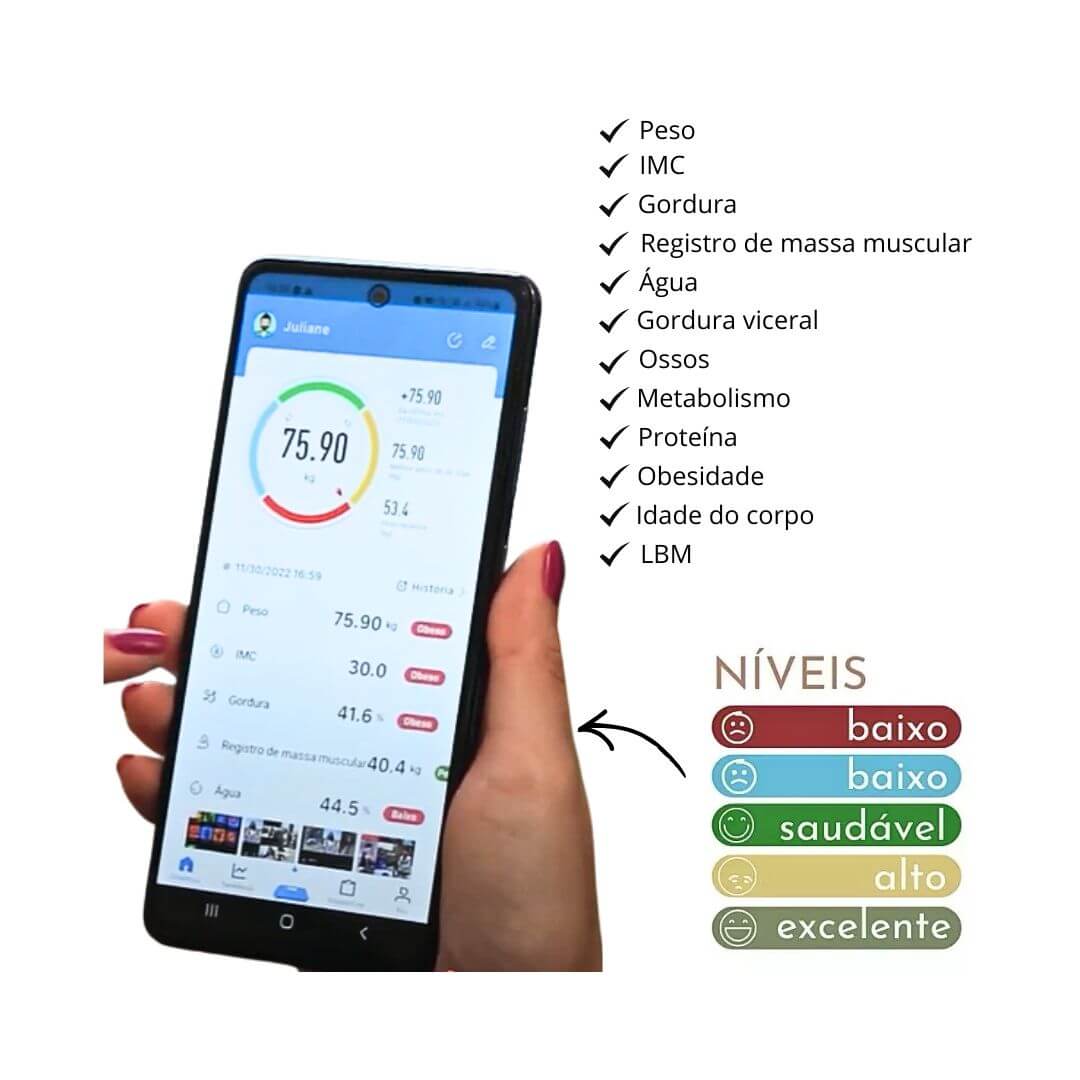 Balança de Bioimpedância Alta Precisão até 180 Kg - Dellamed