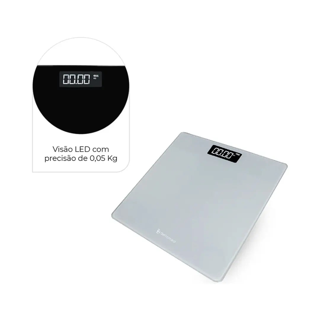 Balança Digital Smart Corporal LED até 180 Kg Cinza - Dellamed