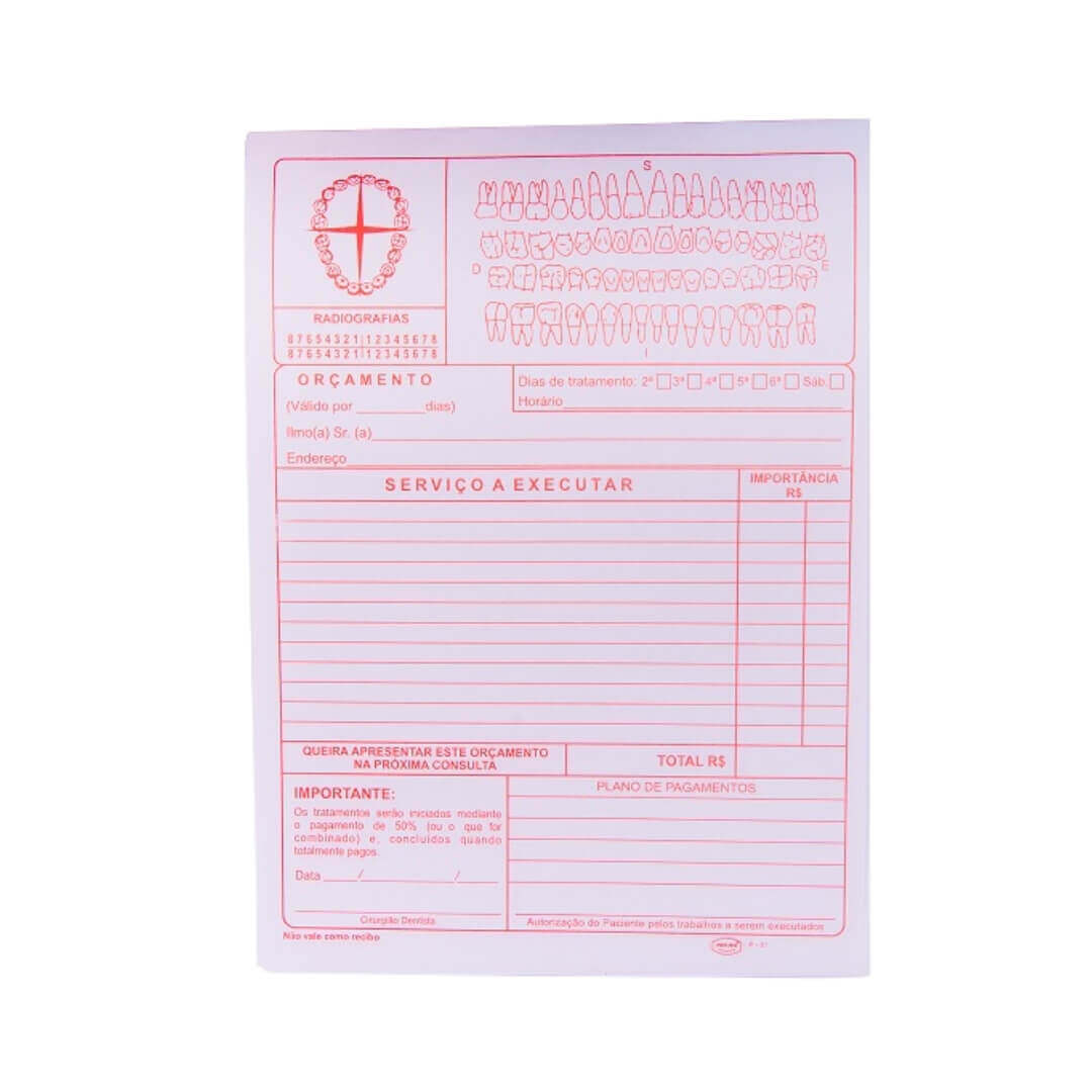 Bloco de Orçamento com 5 Unidades  (P-01) - Preven - Dental Access