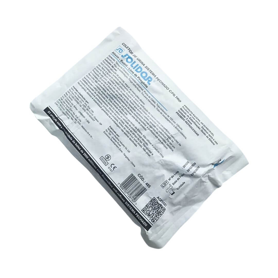 Bolsa Coletora de Urina Sistema Fechado com Filtro - Solidor