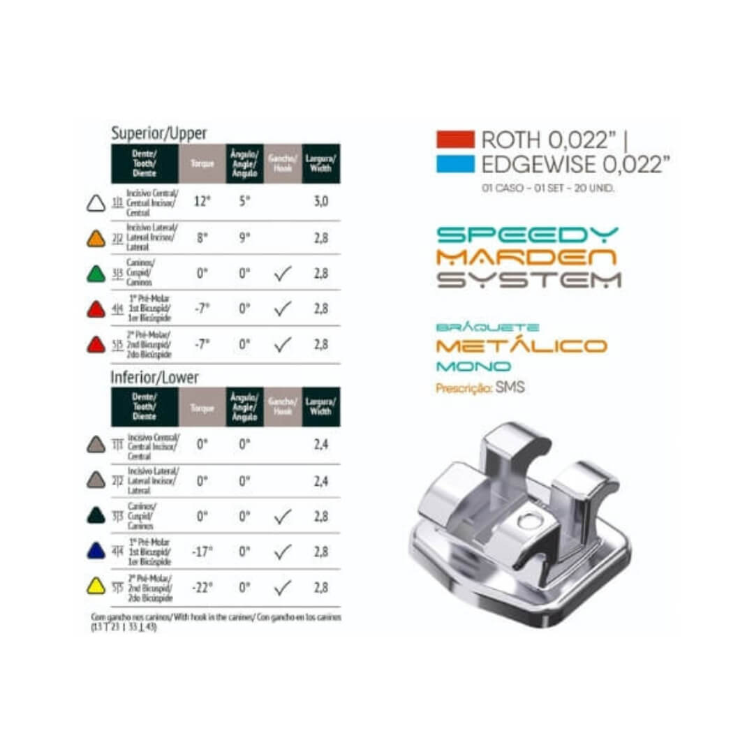 Bráquete Metálico Speed Marden System 0,022 - Orthometric