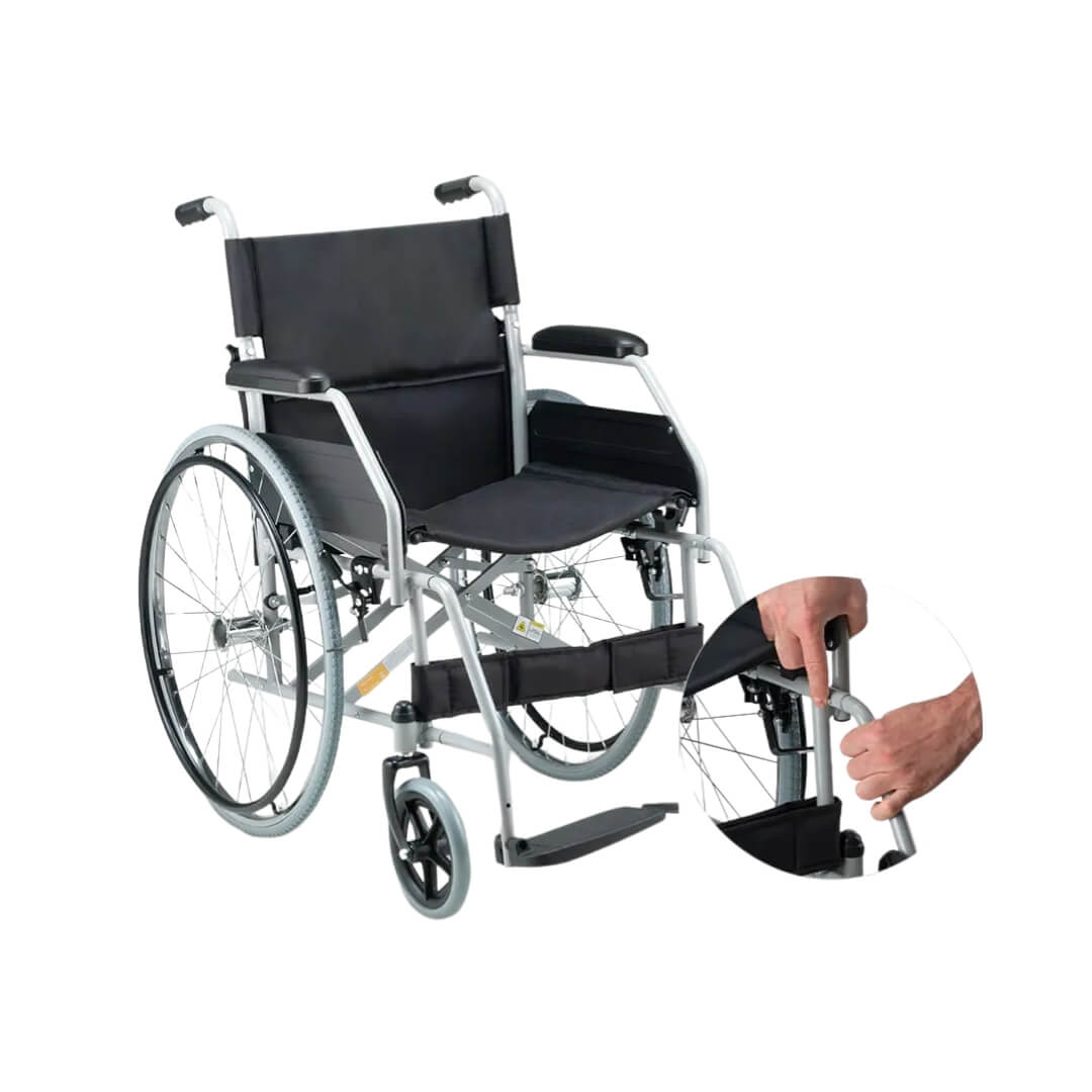 Cadeira de Rodas Dobrável em Aço D100 - Dellamed