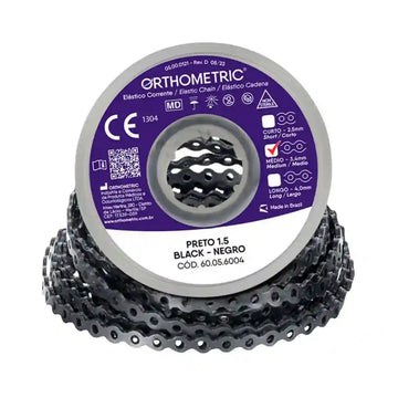 Elástico em Corrente Médio 1,5M Preto - Orthometric | Dental Access