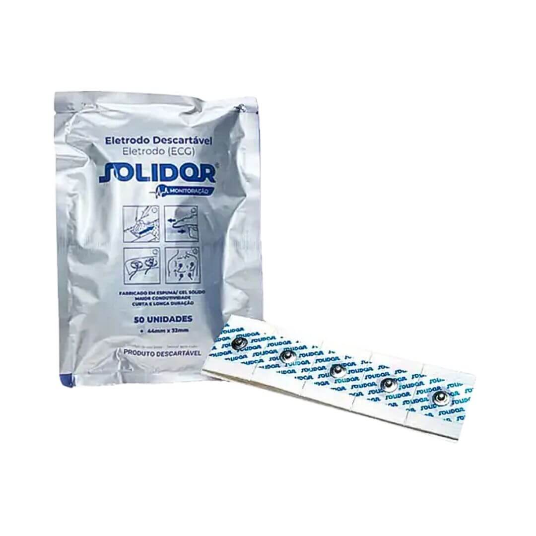Eletrodo para ECG Quadrado Adulto/Infantil 50UN - Solidor - Dental Access