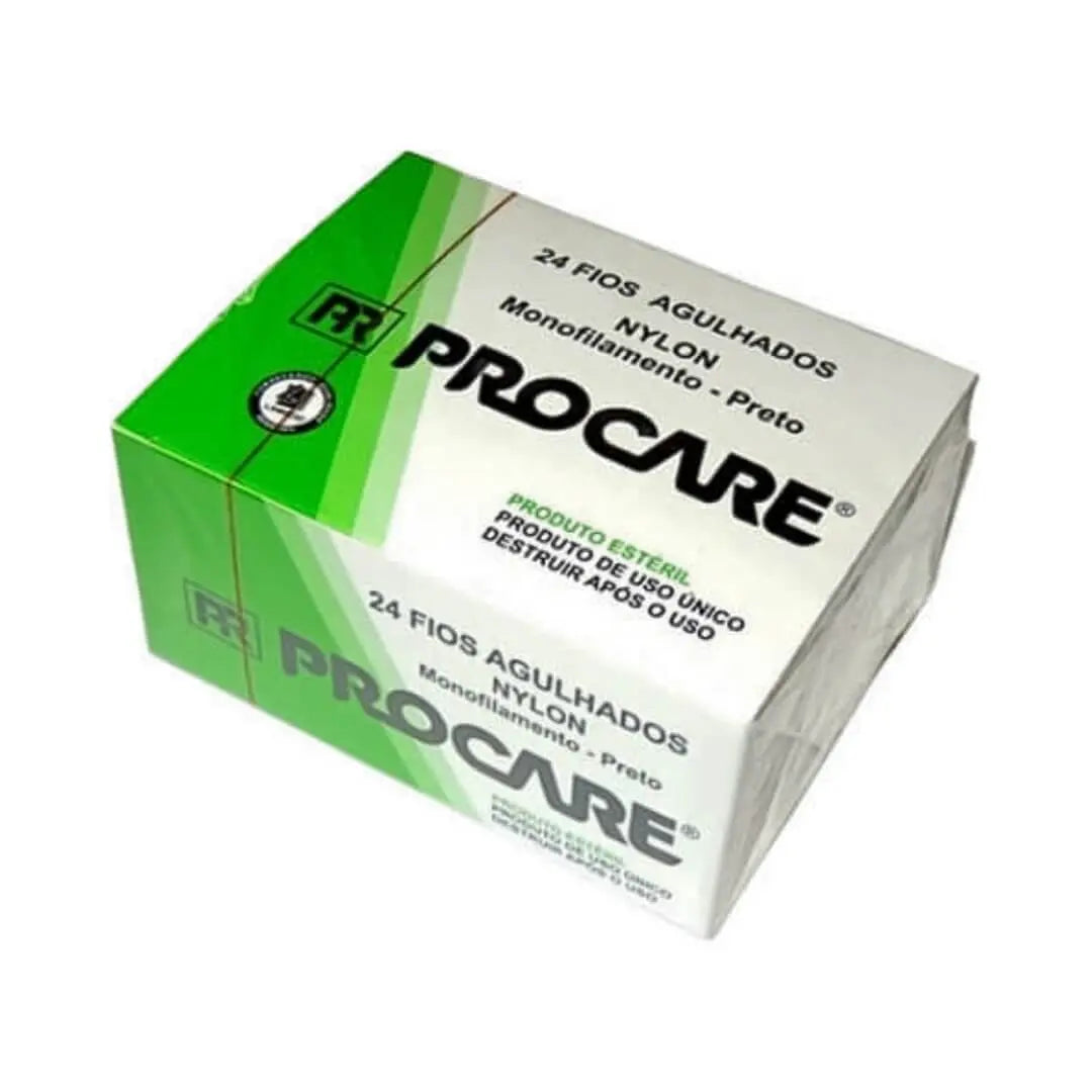 Fio de Sutura Nylon Preto Agulhado 3/8T. 25mm 24UN - Procare - Dental Access