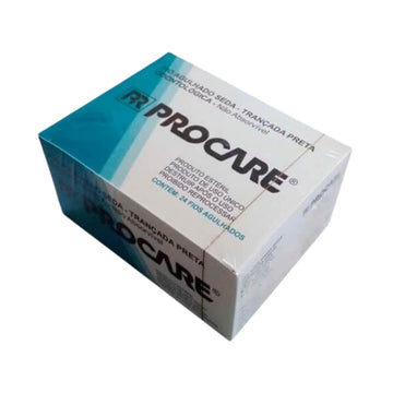 Fio de Sutura Seda Preta Agulhado 3/8C 17mm 24UN - Procare