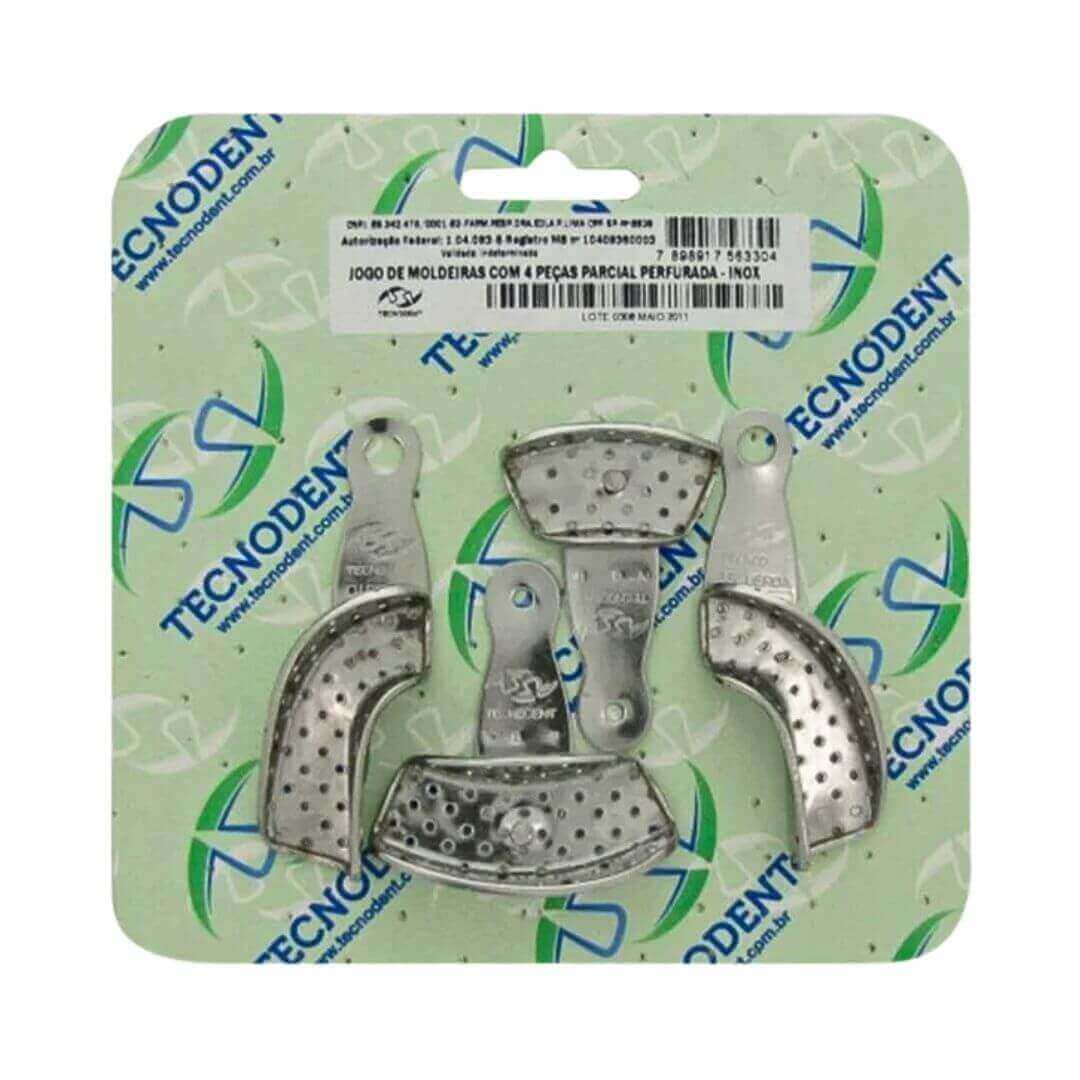 Moldeiras Parciais Perfuradas Inox com 4 Peças - Tecnodent