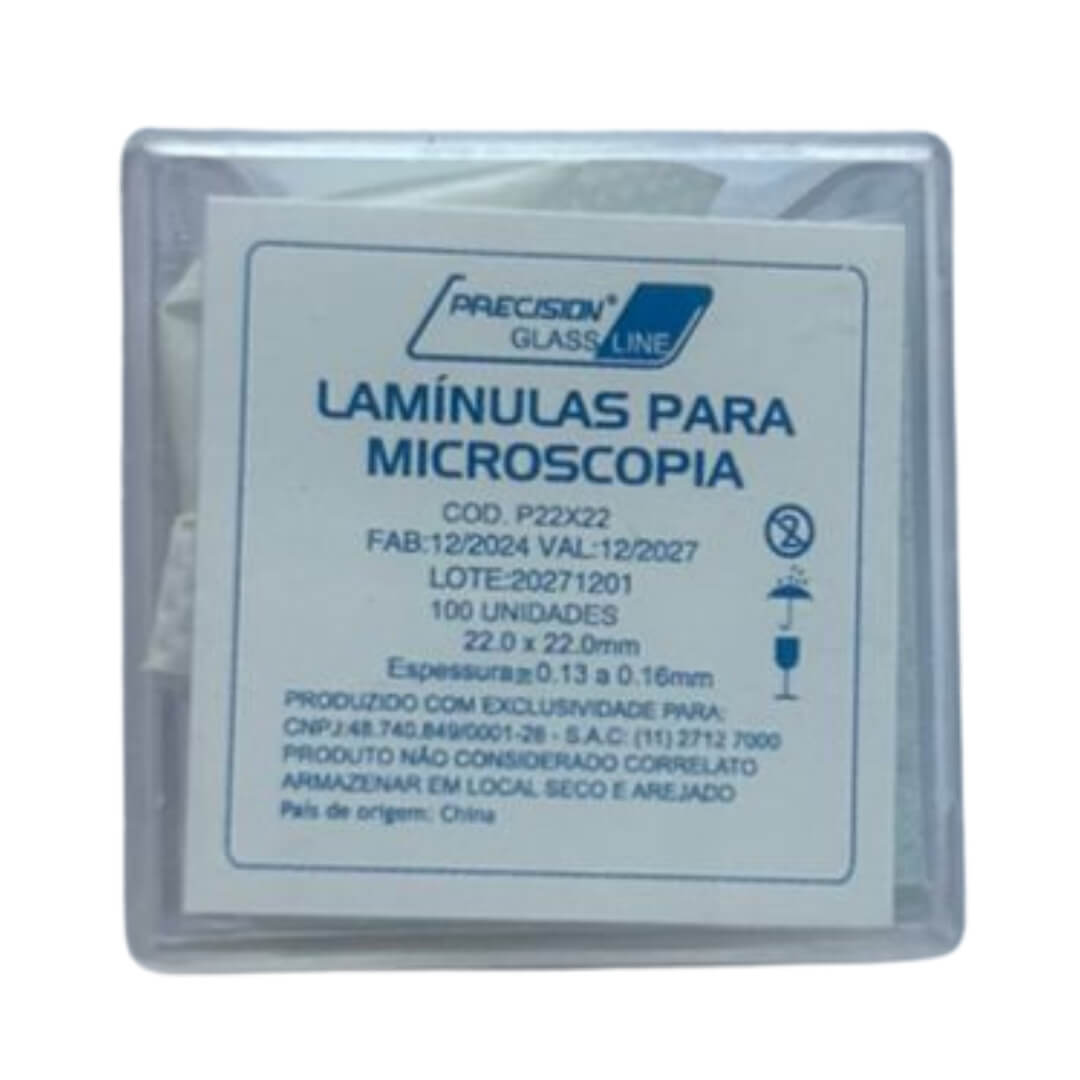 Lamínula de Vidro para Microscopia 100 UN - Precision