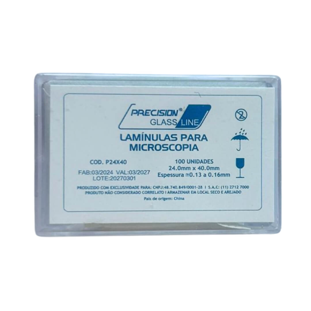 Lamínula de Vidro para Microscopia 100 UN - Precision