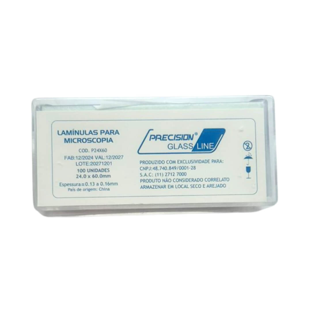 Lamínula de Vidro para Microscopia 100 UN - Precision