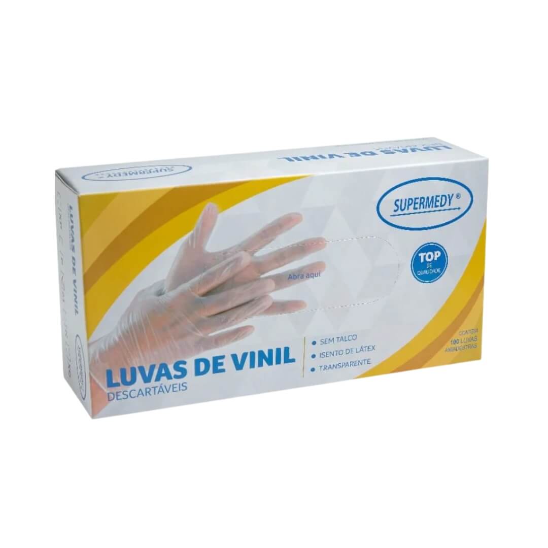 Luva Vinil Transparente Sem Amido 100un - Supermedy - Dental Access