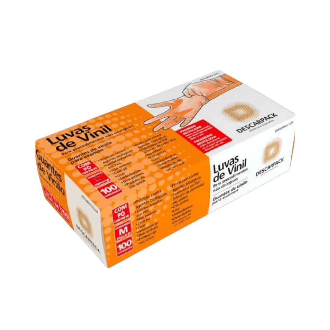 Luva de Vinil Transparente com Amido 100UN - Descarpack