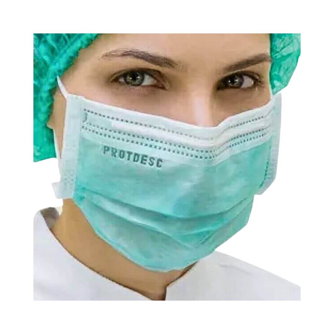 Máscara Cirúrgica Tripla com Elástico 50UN - Protdesc